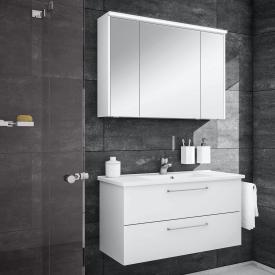 Artiqua 890 Block Waschtisch mit Waschtischunterschrank und Spiegelschrank weiß glanz/verspiegelt