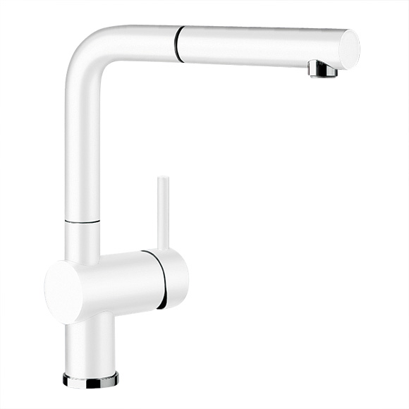 BLANCO Urbena Küchenarmatur 526932 – Pull-Down Auslauf, 1,5 GPM, Chrom/Weichweiß, Aus Massivem Messing