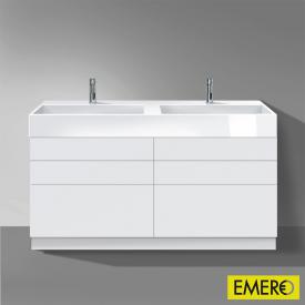Burgbad Crono stehender Waschtischunterschrank für 2 Aufsatzwaschtische mit 6 Auszügen Front weiß matt/Korpus weiß matt