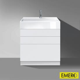 Burgbad Crono stehender Waschtischunterschrank für Aufsatzwaschtisch mit 3 Auszügen Front weiß matt/Korpus weiß matt