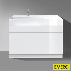 Burgbad Crono Waschtisch mit Waschtischunterschrank mit 2 Auszügen Front weiß hochglanz/Korpus weiß hochglanz, Waschtisch weiß