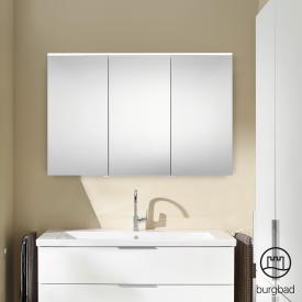 Burgbad Eqio Spiegelschrank mit Beleuchtung und 3 Türen verspiegelt/weiß glanz, ohne Waschtischbeleuchtung