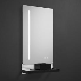 Burgbad Fiumo Leuchtspiegel mit vertikaler LED-Beleuchtung weiß matt, Reling schwarz