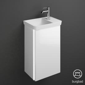Burgbad Iveo Handwaschbecken mit Waschtischunterschrank mit LED-Beleuchtung mit 1 Tür Front weiß hochglanz / Korpus weiß hochglanz