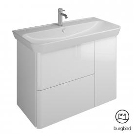 Burgbad Iveo Waschtisch mit Waschtischunterschrank mit 2 Auszügen und 1 Tür Front weiß hochglanz / Korpus weiß hochglanz