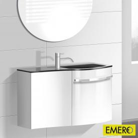 Burgbad Sinea Handwaschbecken mit Waschtischunterschrank mit 2 Türen weiß hochglanz/weiß glanz, Waschtisch schwarz