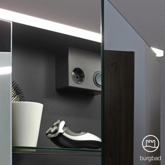 Burgbad Eqio Spiegelschrank mit Beleuchtung und 3 Türen verspiegelt/weiß glanz, ohne Waschtischbeleuchtung