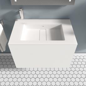 Cosmic Block Waschtisch mit Waschtischunterschrank mit 2 Auszügen weiß matt, ohne Hahnloch