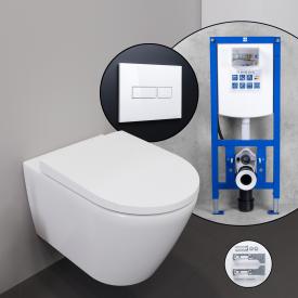 Duravit D-Neo Komplett-SET Wand-WC mit neeos Vorwandelement, Betätigungsplatte mit eckiger Betätigung in weiß