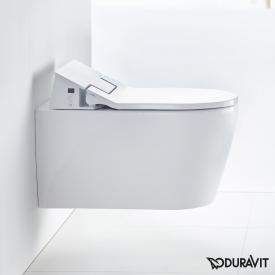 Duravit ME by Starck Wand-Tiefspül-WC mit NEUEM SensoWash® Slim WC-Sitz, Set ohne Spülrand, weiß mit WonderGliss