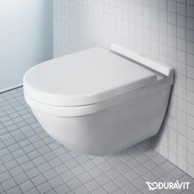 Duravit Starck 3 Wand-Tiefspül-WC Set, mit WC-Sitz ohne Spülrand, weiß