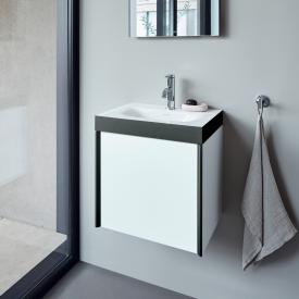 Duravit XViu Handwaschbecken mit Waschtischunterschrank mit 1 Tür mit 1 Hahnloch, weiß matt/schwarz matt, Kante schwarz matt