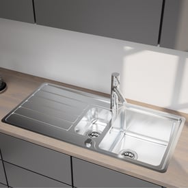 Transolid Select Küchenspüle Aus Edelstahl – Doppelbecken Mit 4 Löchern, Gebürstet, 83,8x15,2 Cm