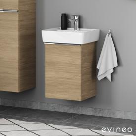 Evineo ineo4 Handwaschbeckenunterschrank mit 1 Tür, mit Griff Front eiche / Korpus eiche