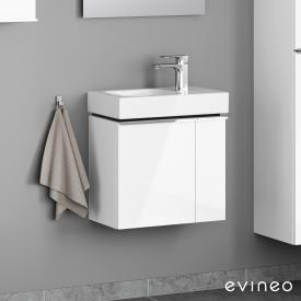 evineo ineo4 Handwaschbeckenunterschrank mit 2 Türen, mit Griff weiß hochglanz
