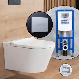 evineo ineo4 & ineo5 soft Komplett-SET Dusch-WC mit neeos Vorwandelement, Betätigungsplatte mit eckiger Betätigung in chrom matt