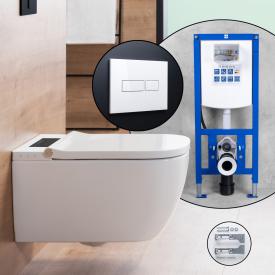 evineo ineo4 & ineo5 softcube Komplett-SET Dusch-WC mit neeos Vorwandelement, Betätigungsplatte mit eckiger Betätigung in weiß