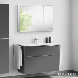 evineo ineo4 Waschtisch mit Waschtischunterschrank mit Griff, mit Spiegelschrank anthrazit matt/verspiegelt