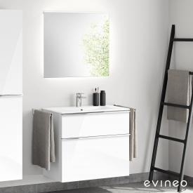 evineo ineo4 Waschtisch mit Waschtischunterschrank mit Griff, mit Spiegel weiß hochglanz/verspiegelt