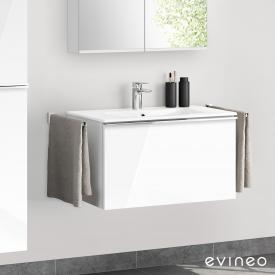 Evineo ineo4 Waschtisch mit Waschtischunterschrank mit 1 Auszug, mit Griff Front weiß hochglanz / Korpus weiß hochglanz