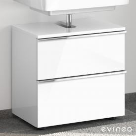 Evineo ineo4 Waschtischunterschrank ohne Waschtischanbindung mit 2 Auszügen, mit Griff Front weiß hochglanz / Korpus weiß hochglanz