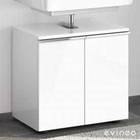 Evineo ineo4 Waschtischunterschrank ohne Waschtischanbindung mit 2 Türen, mit Griff Front weiß hochglanz / Korpus weiß hochglanz