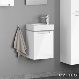 Evineo ineo5 Handwaschbeckenunterschrank mit 1 Tür, mit Griffmulde Front weiß hochglanz / Korpus weiß hochglanz