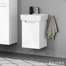 evineo ineo5 Handwaschbeckenunterschrank mit 1 Tür, mit Griffmulde weiß hochglanz