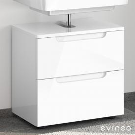 Evineo ineo5 Waschtischunterschrank ohne Waschtischanbindung mit 2 Auszügen, mit Griffmulde weiß hochglanz