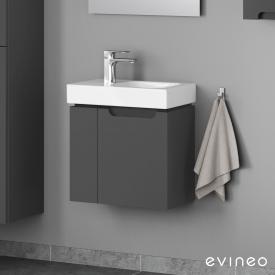 Geberit iCon Handwaschbecken mit evineo ineo5 Waschtischunterschrank mit 2 Türen, mit Griffmulde anthrazit matt, Waschtisch weiß, mit KeraTect