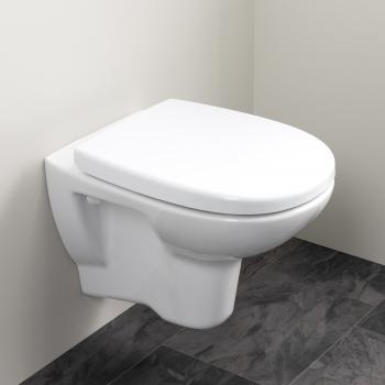 Duravit D-Code Wand-Tiefspül-WC Set, mit 45700900A1 ohne WC-Sitz Spülrand, - weiß