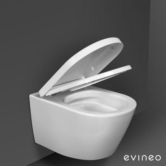 evineo ineo Wand-Tiefspül-WC-SET, spülrandlos, mit WC-Sitz, abnehmbar, antibakteriell