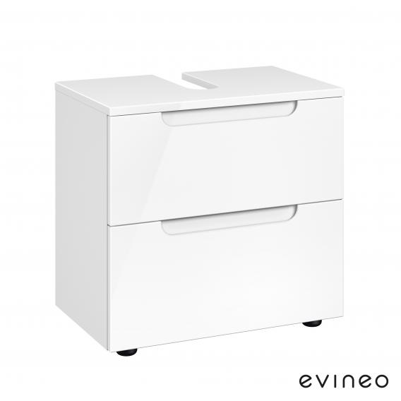 Evineo ineo5 Waschtischunterschrank ohne Waschtischanbindung mit 2 Auszügen, mit Griffmulde Front weiß hochglanz / Korpus weiß hochglanz