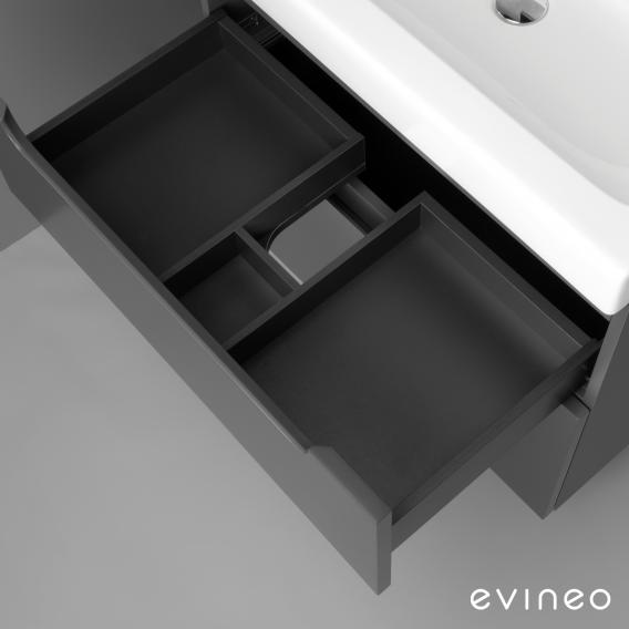 Geberit Xeno² Waschtisch mit evineo ineo4 Waschtischunterschrank mit 2 Auszügen, mit Griff weiß hochglanz, WT weiß, mit KeraTect, ohne Hahnloch