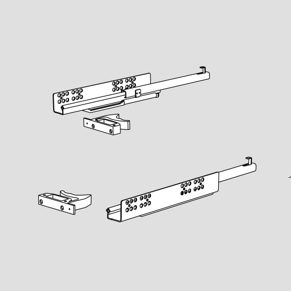 evineo ineo2 Auszugsschienen-Set für Unterschrank (für 1 Auszug), Hettich-Auszugssystem, BL001306,