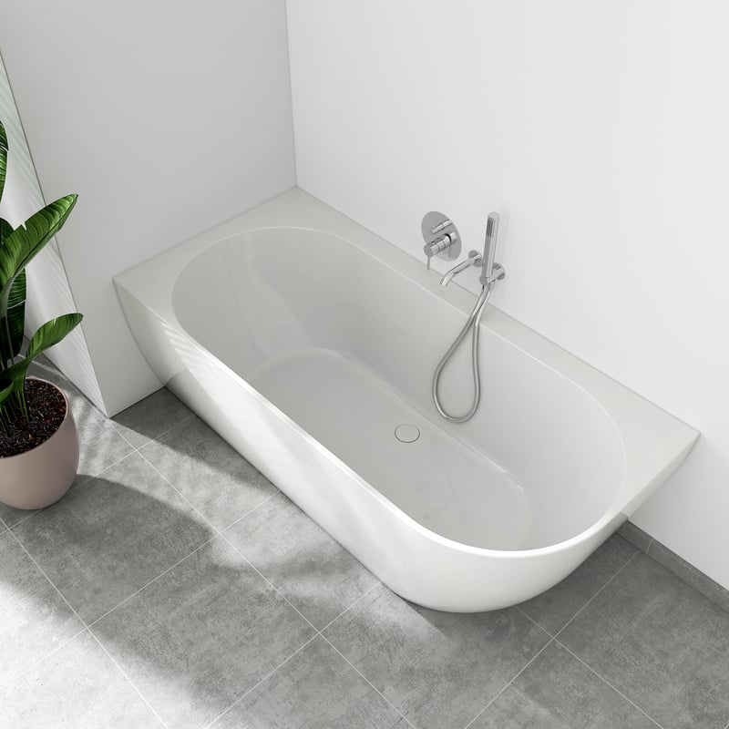 evineo ineo4 straight Baignoire murale pour systèmes de vidage et de trop- plein individuels L : 170 l : 80 cm blanc - BE4003WH