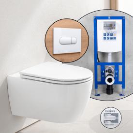 Grohe Essence Komplett-SET Wand-WC mit neeos Vorwandelement, Betätigungsplatte mit ovaler Betätigung in weiß