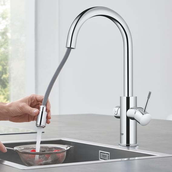 Grohe Blue Home die NEUE Küchenarmatur mit Filterfunktion, C-Auslauf ausziehbar chrom - 31541000 ...