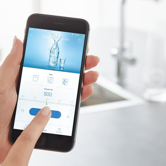 Grohe Blue Home die NEUE Küchenarmatur mit Filterfunktion, L-Auslauf warm sunset gebürstet ...