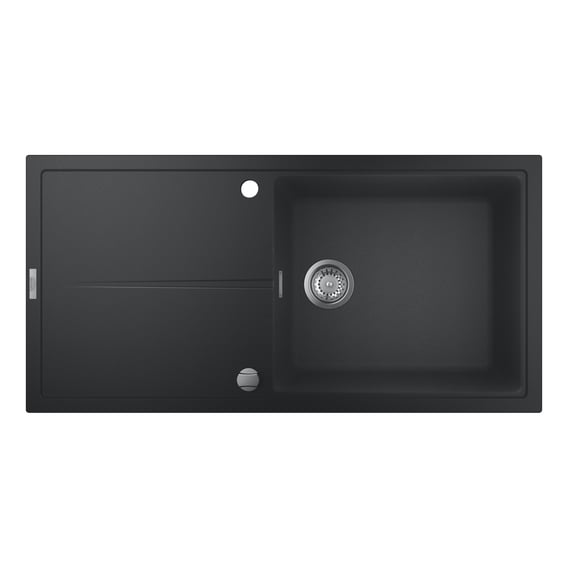 Talllor Granit-Küchenspüle 76,2 Cm – Unterbau-Spüle Aus Mattschwarzem Quarz, Einzelbecken Mit Zubehör | Für Moderne Küchen