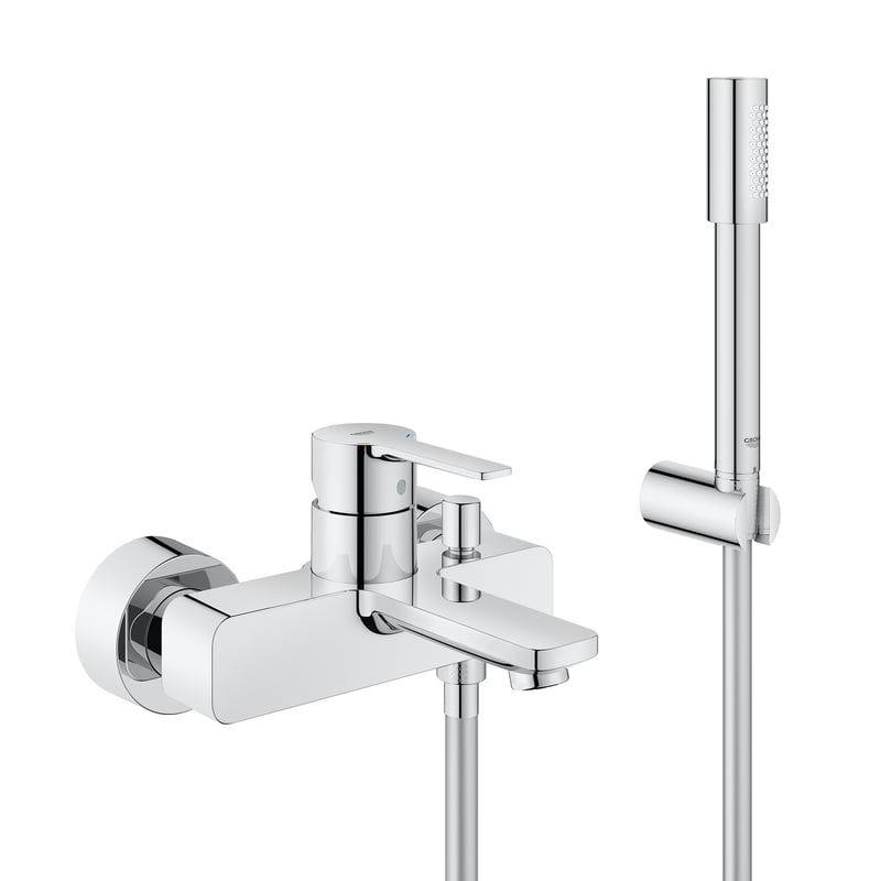 Grohe Lineare Einhand-Wannenbatterie mit Brausegarnitur, für Wandmontage - 33850001 - Emero.de