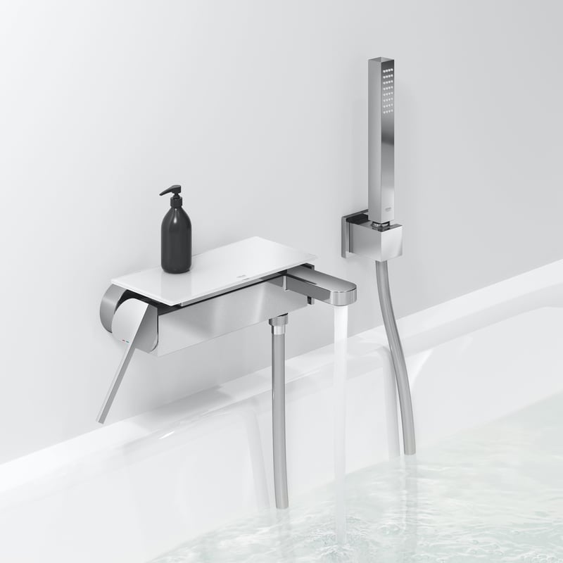 Grohe Plus Einhand-Wannenbatterie, für Wandmontage, mit Brausegarnitur chrom - 33547003 - Emero.de