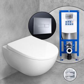 Geberit Acanto Wand-WC & Tellkamp WC-Sitz mit neeos Vorwandelement, Betätigungsplatte mit eckiger Betätigung in weiß, mit KeraTect