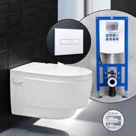 Geberit AquaClean Mera Comfort Komplett-SET Dusch-WC mit neeos Vorwandelement, Betätigungsplatte mit eckiger Betätigung in weiß, WC in weiß