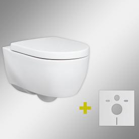 Geberit iCon & Tellkamp Premium 1000 Wand-Tiefspül-WC-SET kurz mit Montagezubehör: WC-Sitz mit Absenkautomatik, WC ohne Spülrand weiß, mit KeraTect