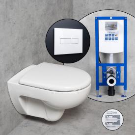 Geberit Renova Wand-WC & Tellkamp WC-Sitz mit neeos Vorwandelement, Betätigungsplatte mit eckiger Betätigung in weiß, WC ohne Spülrand, mit KeraTect