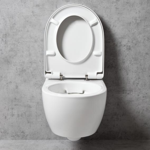 Geberit iCon & Tellkamp Premium 1000 Wand-Tiefspül-WC-SET mit Montagezubehör: WC-Sitz mit Absenkautomatik, WC ohne Spülrand weiß, mit KeraTect