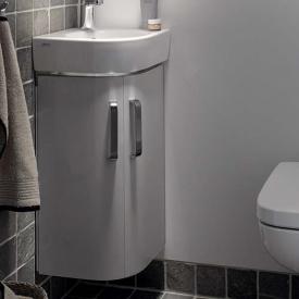 Geberit Renova Compact Waschtischunterschrank für Eckhandwaschbecken mit 2 Türen hellgrau hochglanz/hellgrau matt