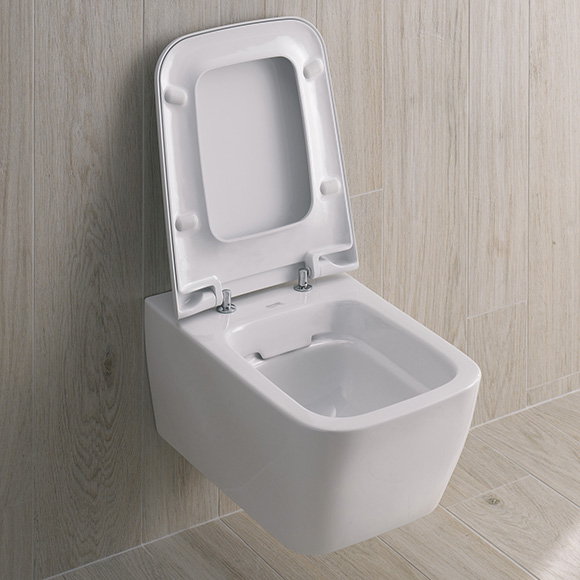 Wand-Tiefspül-WC Geberit Spülrand - weiß, 201950600 iCon Square ohne KeraTect mit