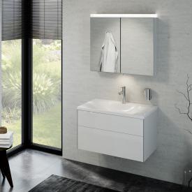 Keuco Royal Reflex Waschtisch mit Waschtischunterschrank und LED-Spiegelschrank Front weiß hochglanz / Korpus weiß hochglanz